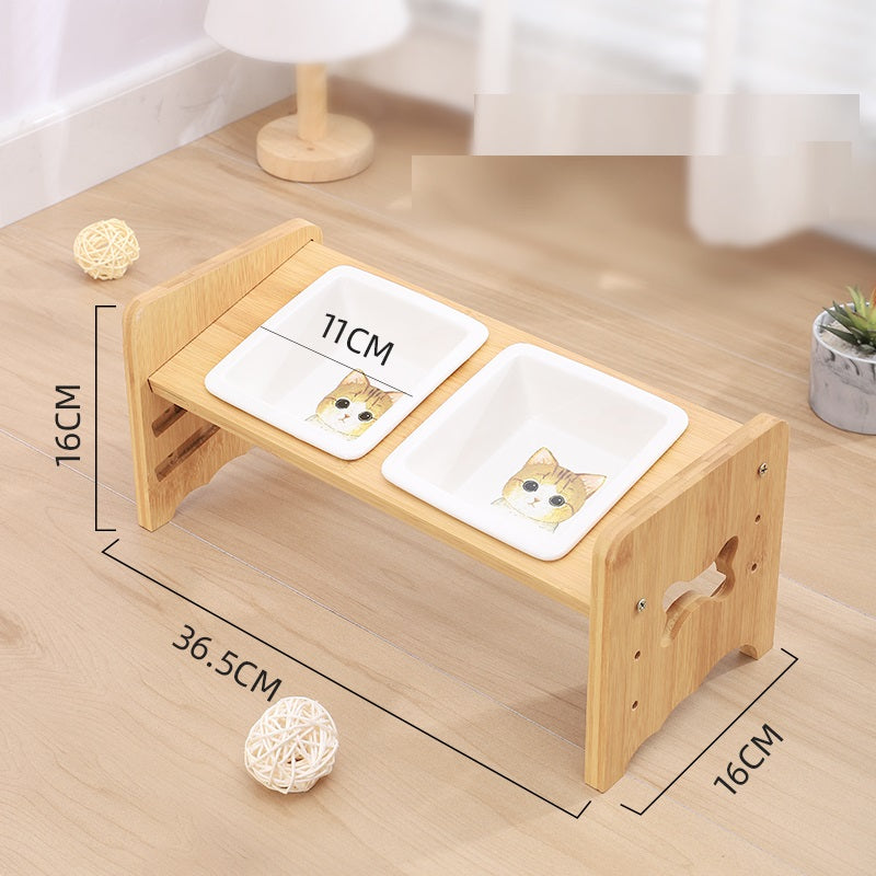 Adjustable Quality Cat and Dog Bowl Holder With Bowls - Helps with digestion and posture when eating and drinking