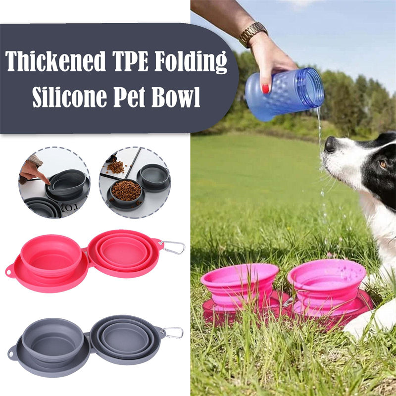 Rubber Foldable Double Bowl Pet Bowls