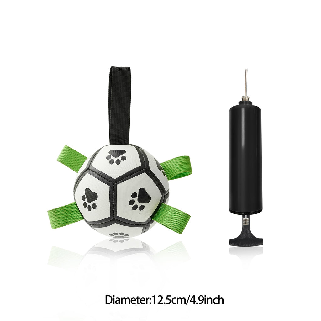 Interactive Dog Ball Toy - Football or Rugby Ball - Inflated Ball with Ball Pump
