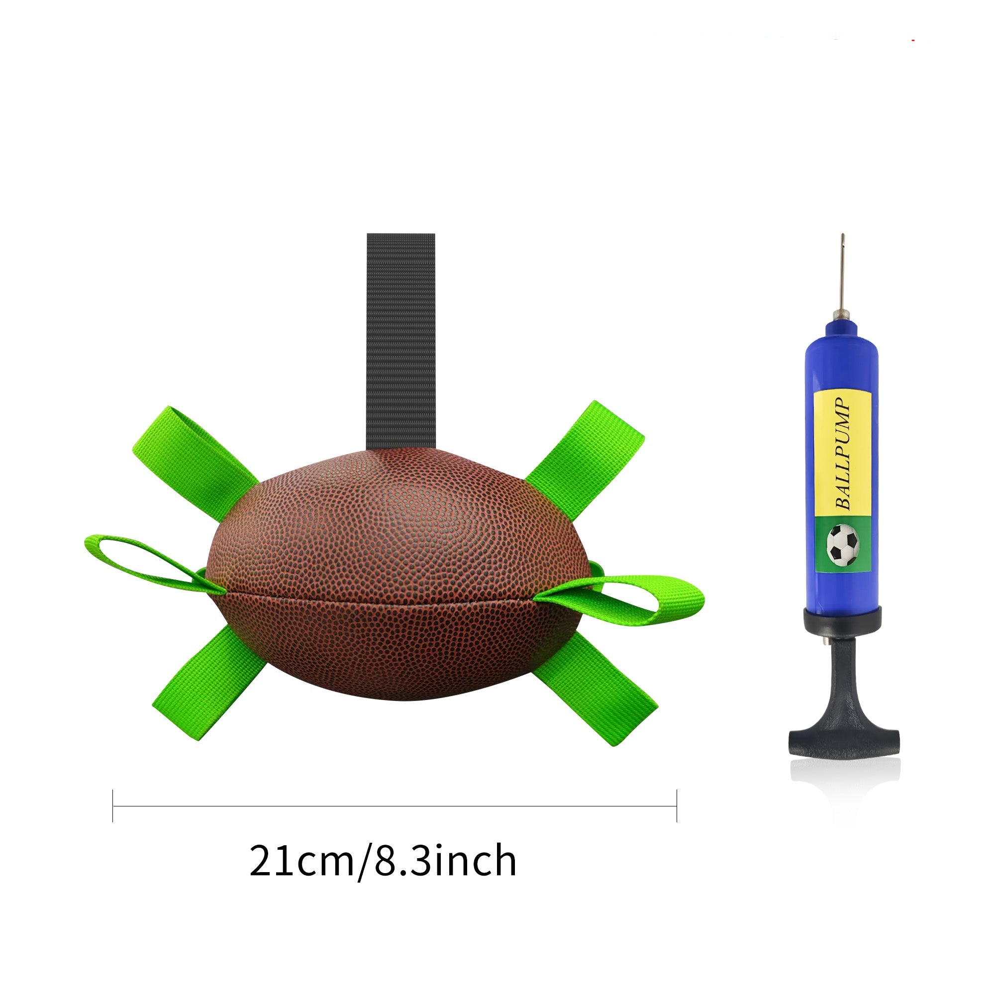 Interactive Dog Ball Toy - Football or Rugby Ball - Inflated Ball with Ball Pump