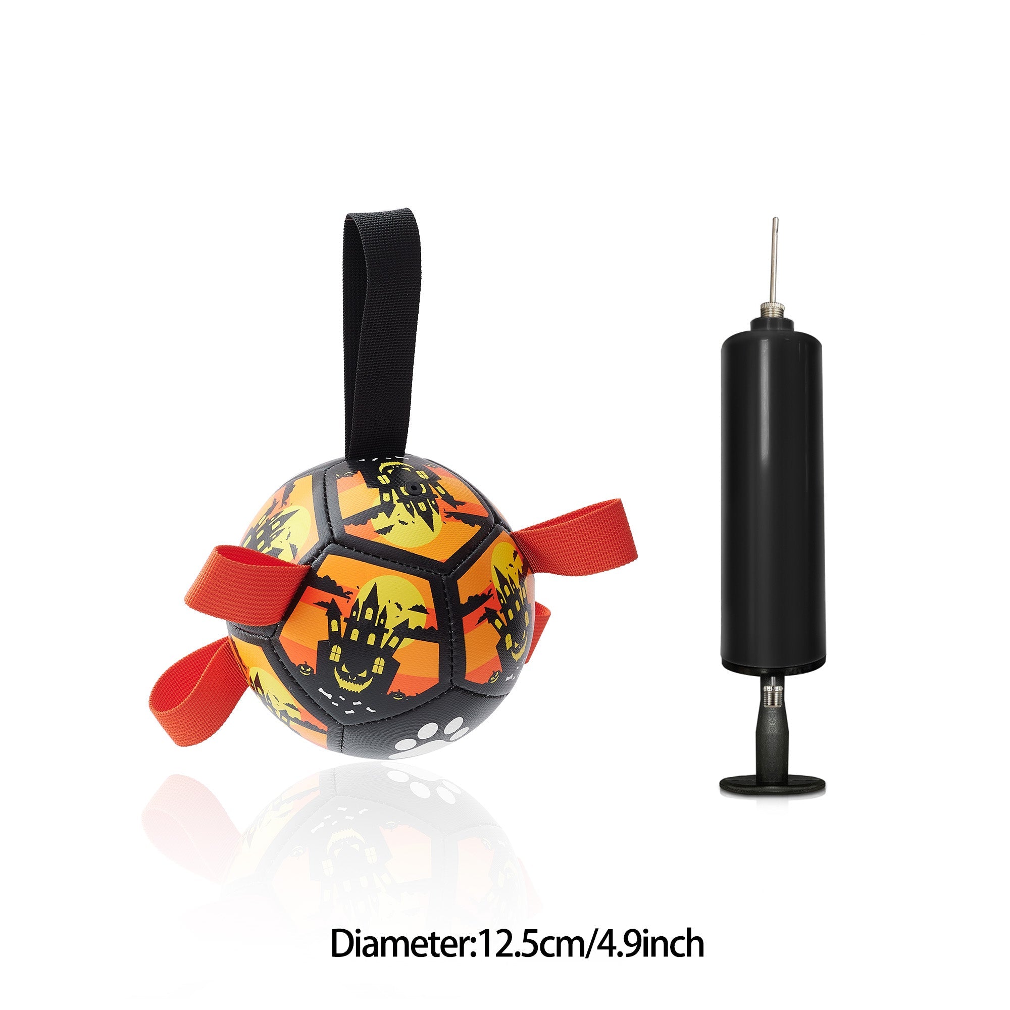 Interactive Dog Ball Toy - Football or Rugby Ball - Inflated Ball with Ball Pump
