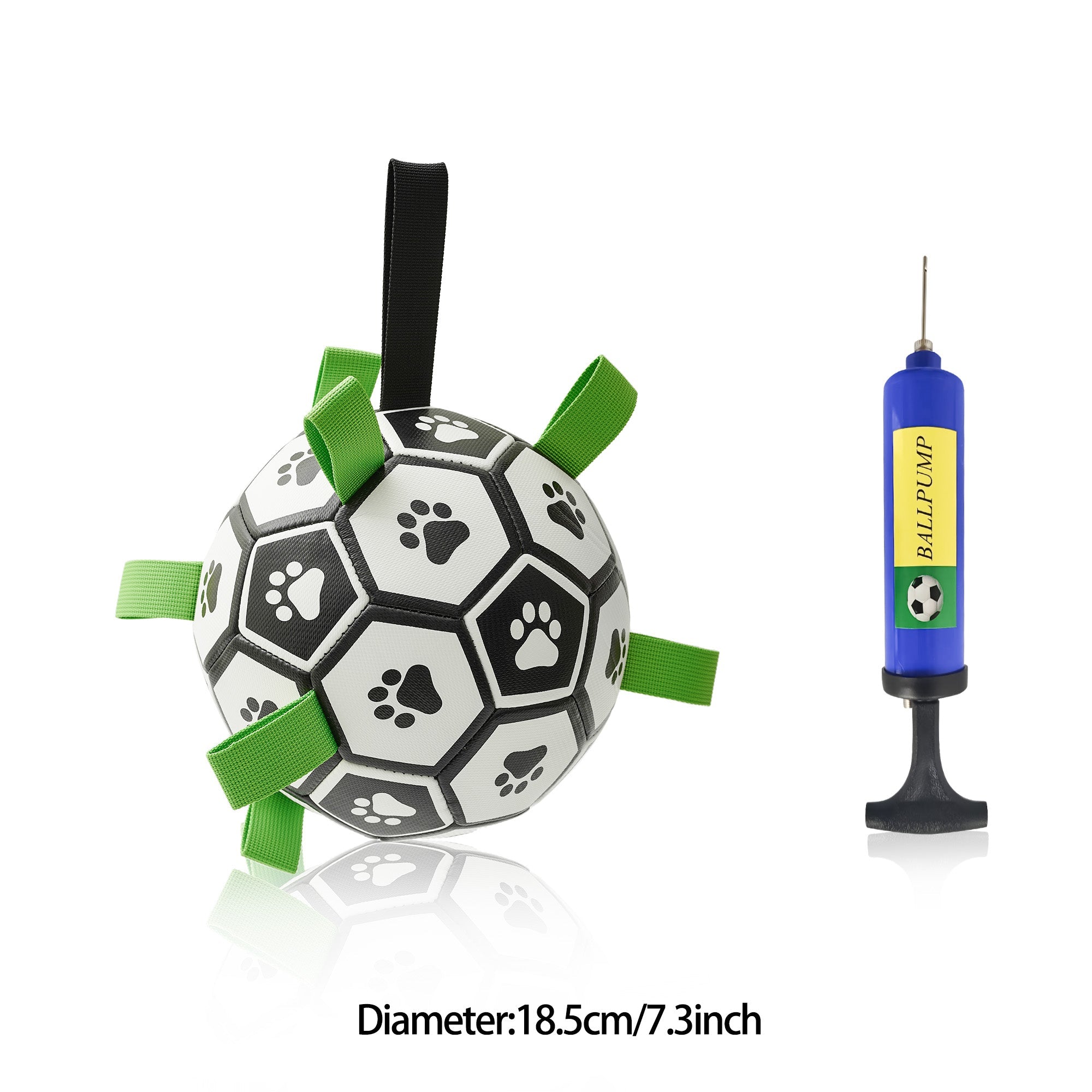 Interactive Dog Ball Toy - Football or Rugby Ball - Inflated Ball with Ball Pump