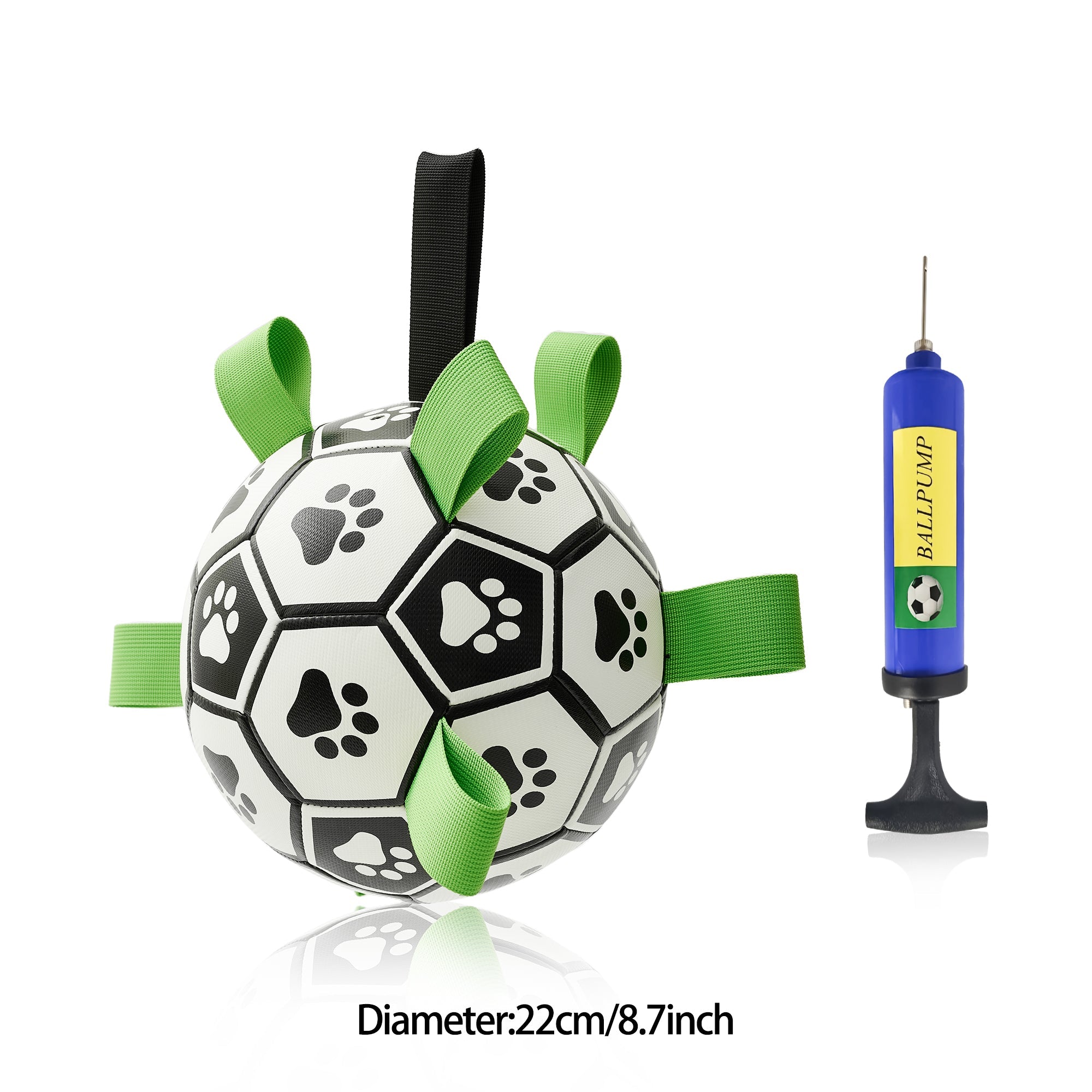 Interactive Dog Ball Toy - Football or Rugby Ball - Inflated Ball with Ball Pump