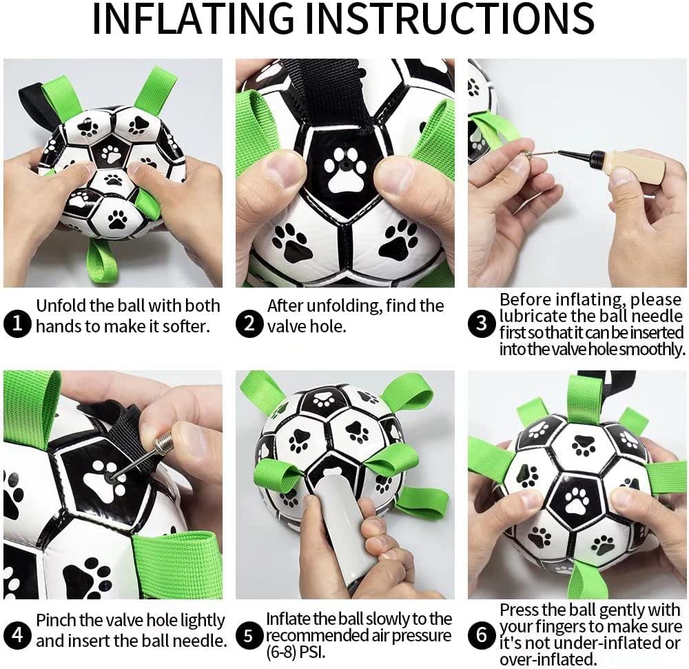 Interactive Dog Ball Toy - Football or Rugby Ball - Inflated Ball with Ball Pump