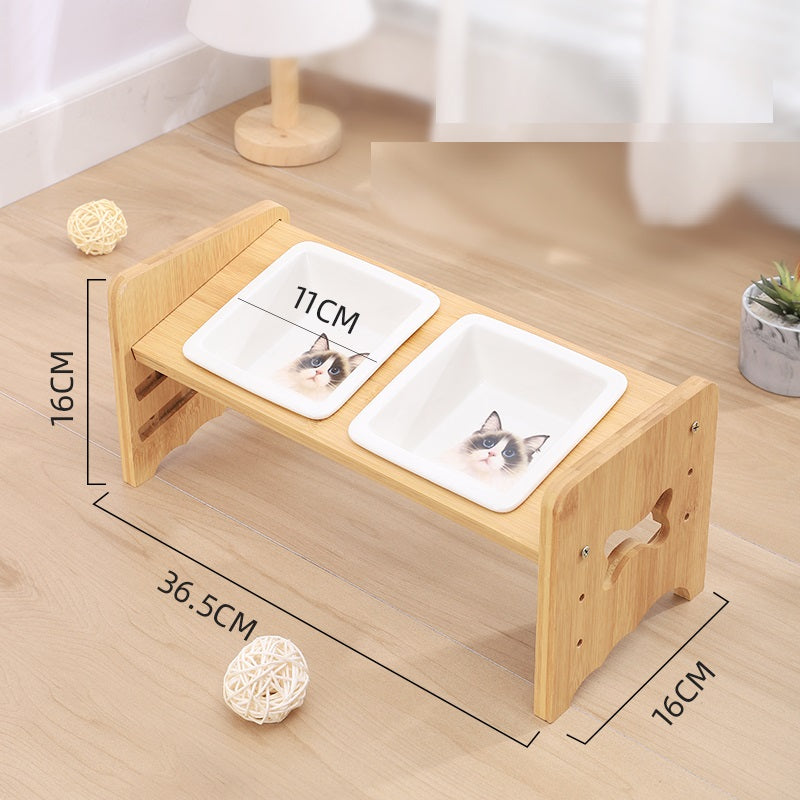Adjustable Quality Cat and Dog Bowl Holder With Bowls - Helps with digestion and posture when eating and drinking