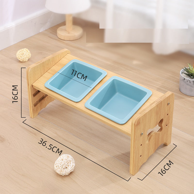 Adjustable Quality Cat and Dog Bowl Holder With Bowls - Helps with digestion and posture when eating and drinking