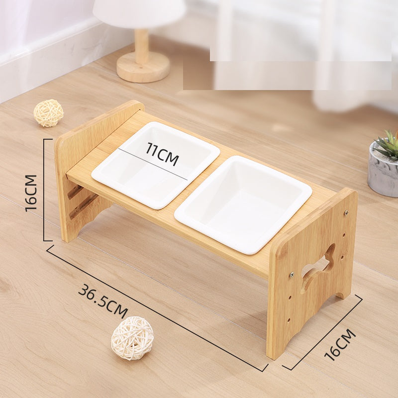 Adjustable Quality Cat and Dog Bowl Holder With Bowls - Helps with digestion and posture when eating and drinking