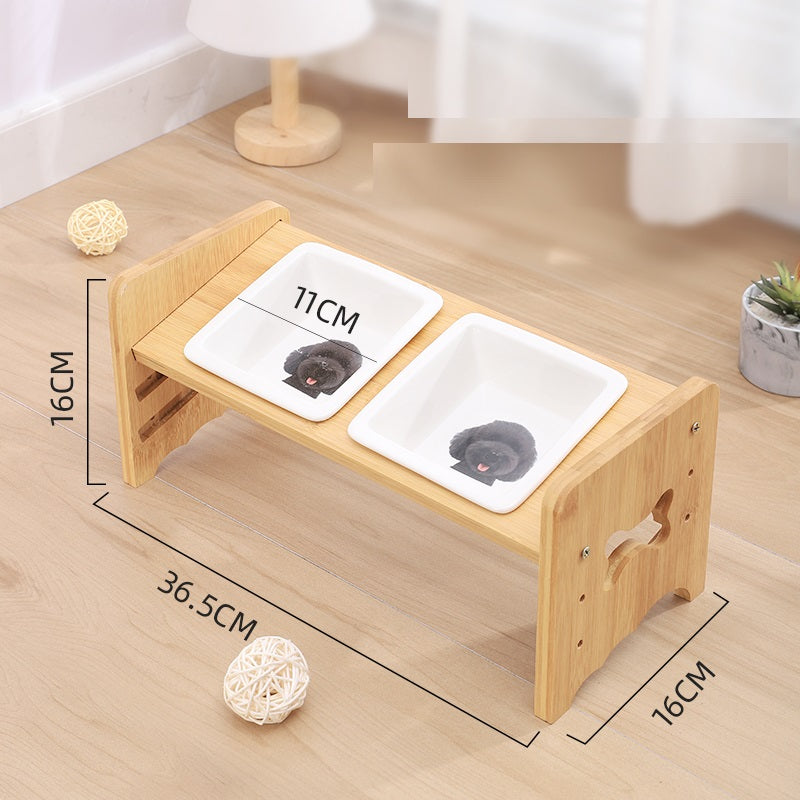 Adjustable Quality Cat and Dog Bowl Holder With Bowls - Helps with digestion and posture when eating and drinking