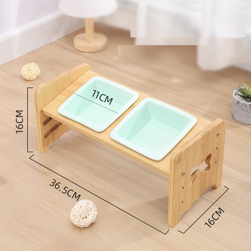 Adjustable Quality Cat and Dog Bowl Holder With Bowls - Helps with digestion and posture when eating and drinking