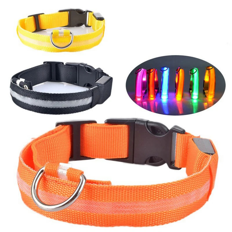 Pet Collar - Glowing Adjustable LED Pet Collar - Various Colours & Sizes