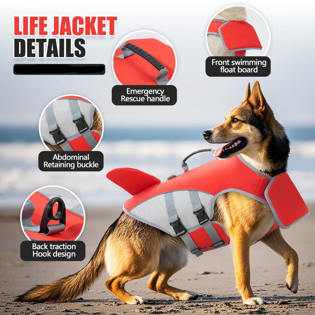 Dog Life Jacket Buoyancy Aid - Adjustable High Visibility Vest - Pet Swimming Aid