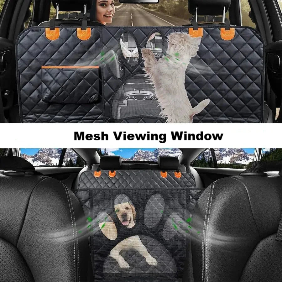 Car Back Seat Cover / Boot Liner - 100% Waterproof - Mesh Window and Side Zips for Door Protection