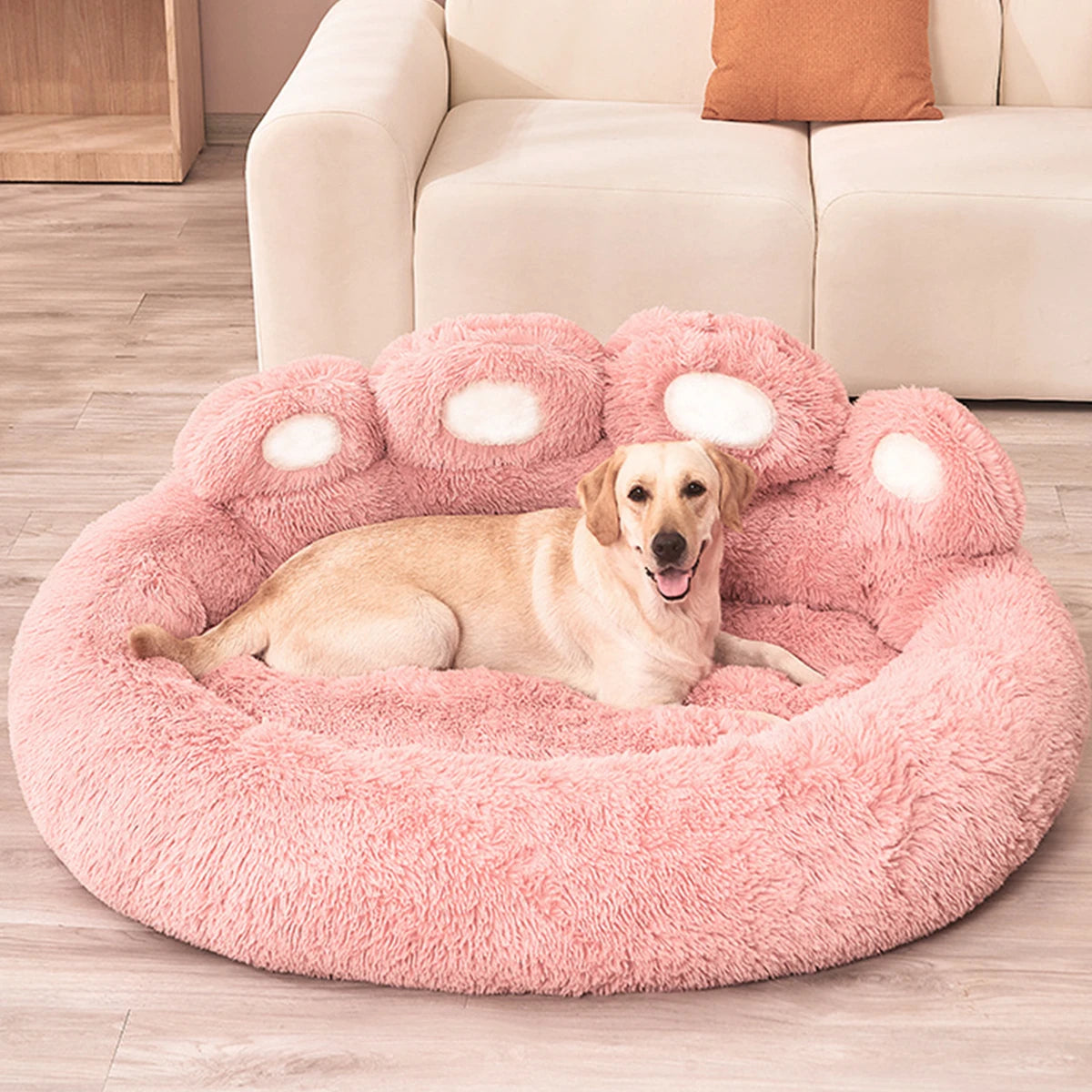 Fluffy Pet Bed - Paw Design - Dogs & Cats - 4 Sizes Available