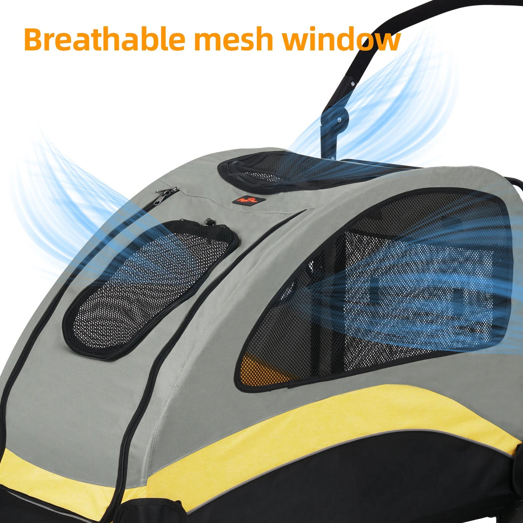 Bingo Paw 4 Wheel Dog Stroller for Medium & Large Dogs - Foldable Pet Travel Carriage