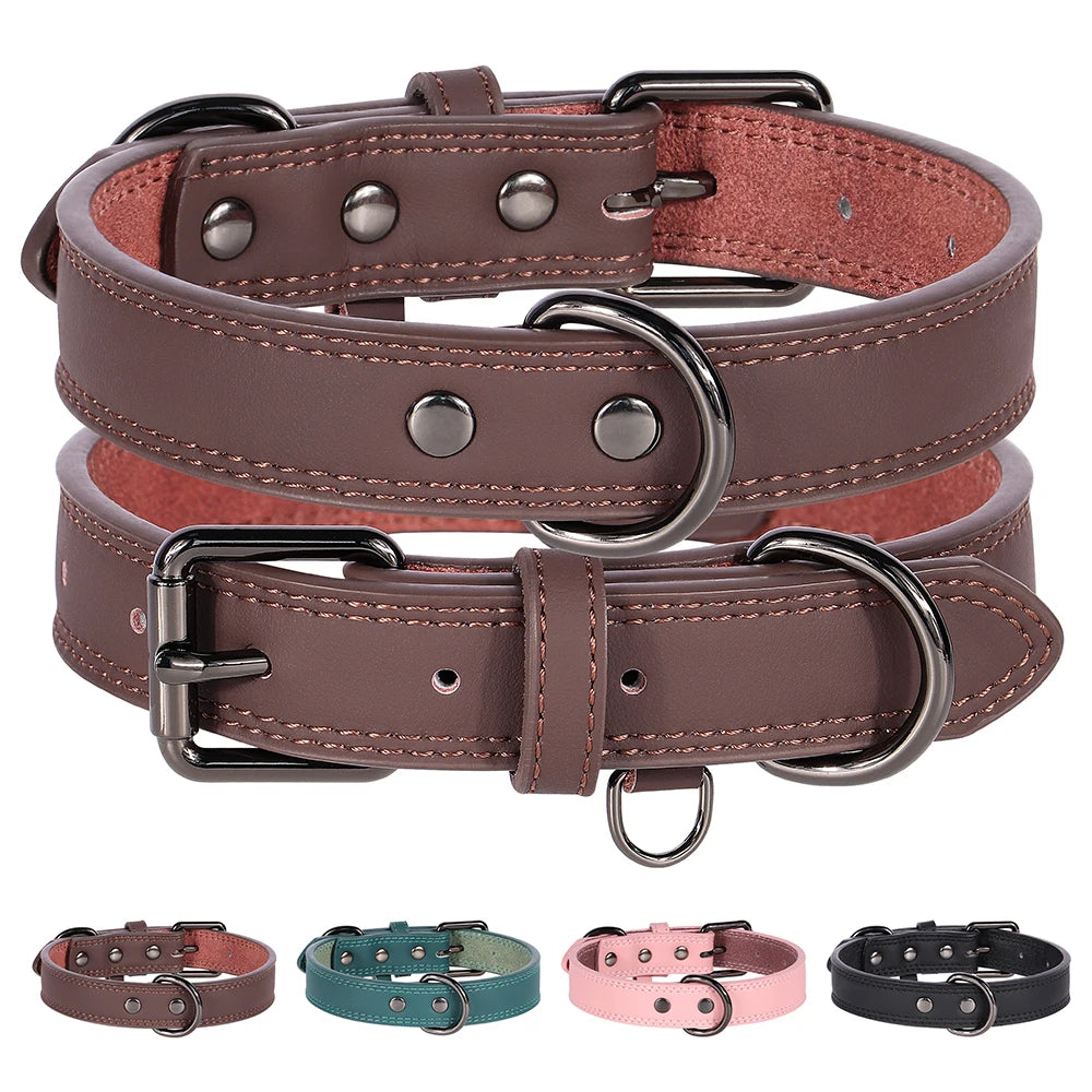 Soft Durable Real Leather Dog Collar - Genuine Leather Pet Collar