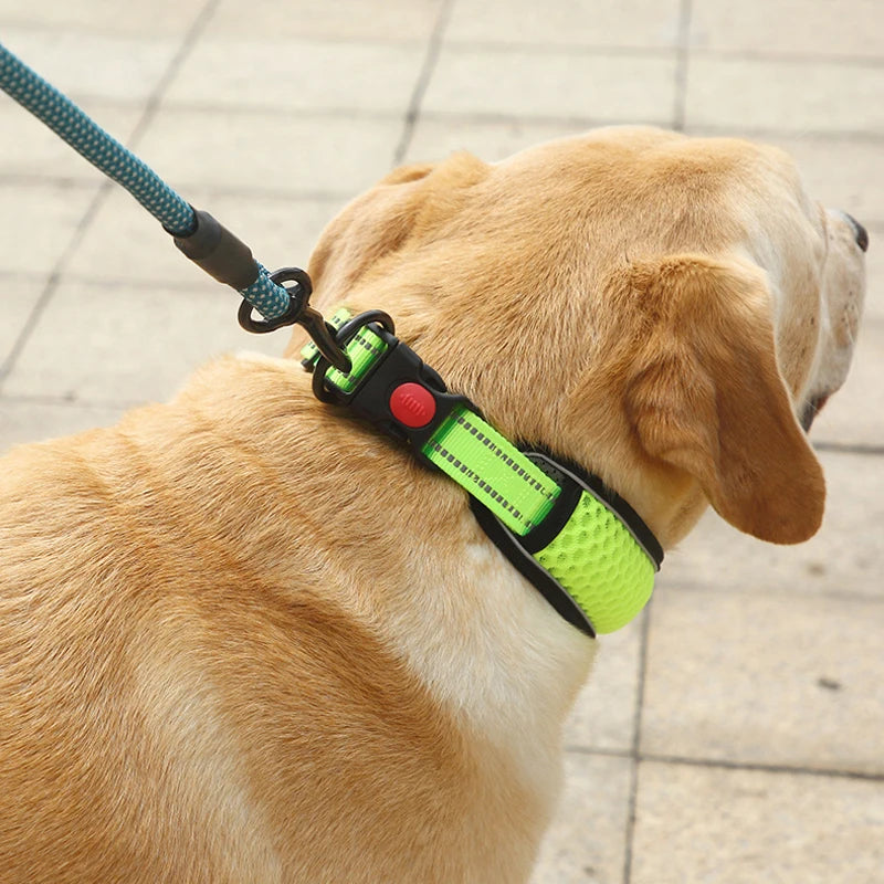 Reflective Breathable Adjustable Nylon Dog Collar