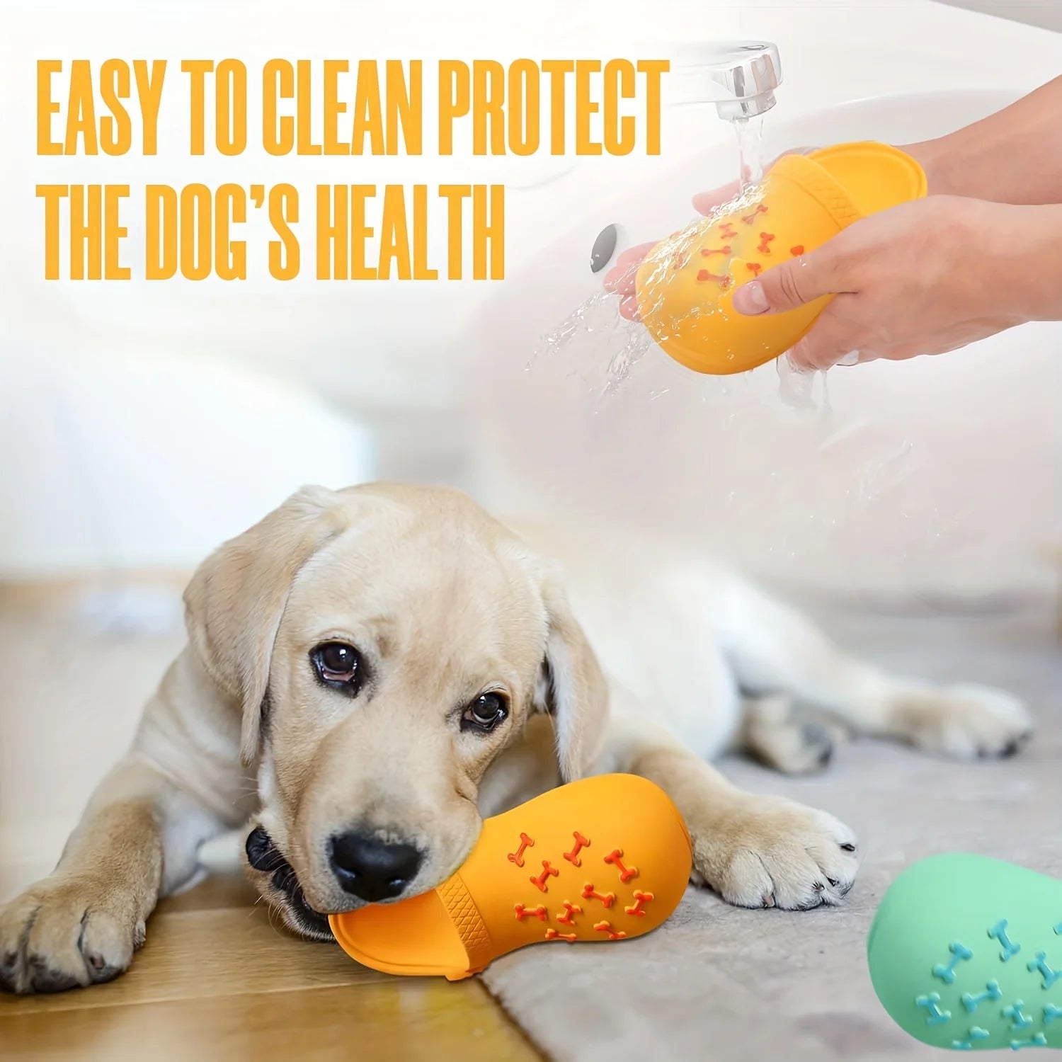 Durable Rubber Squeaky Slipper Shaped Dog Toy, Helps with Teeth Cleaning