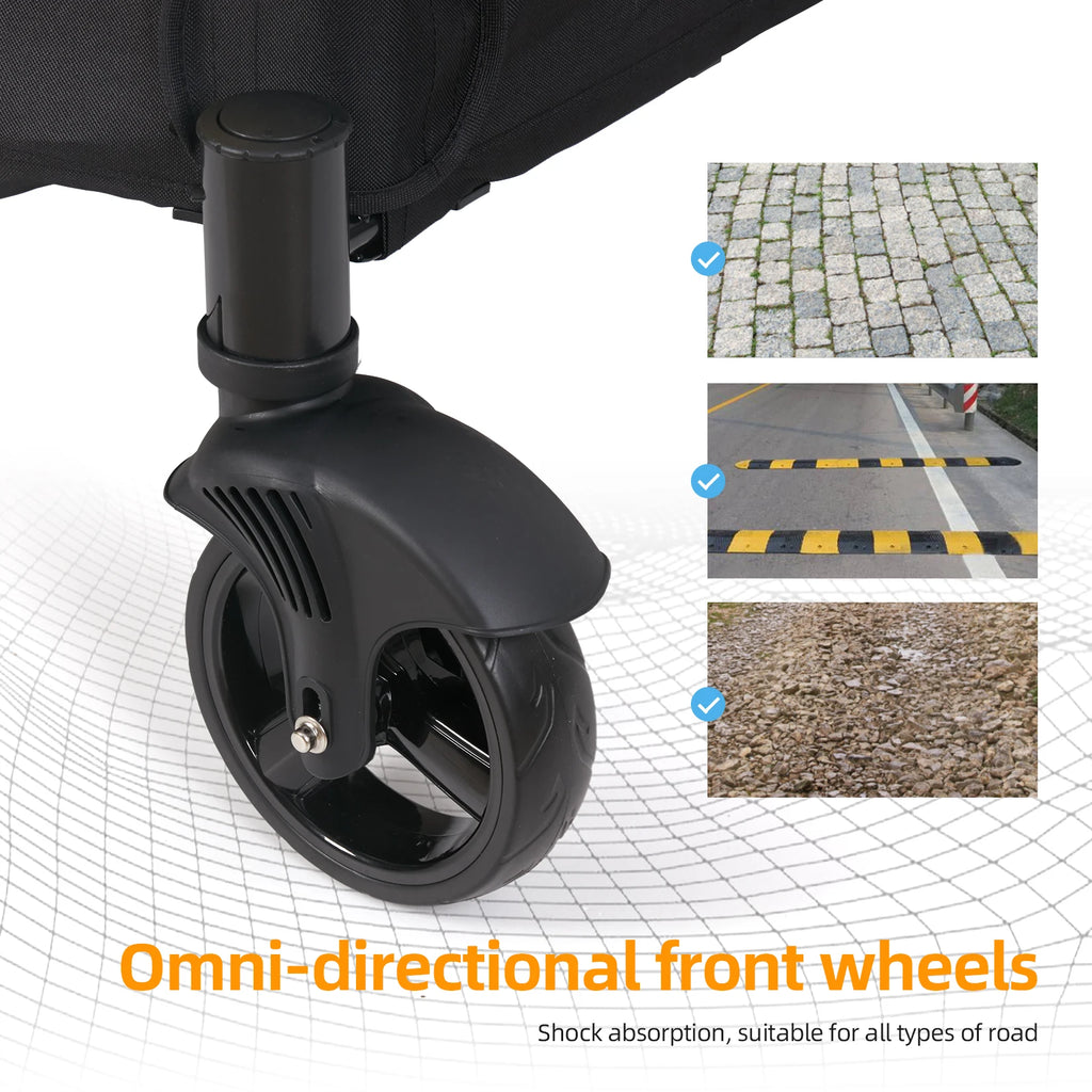 Bingo Paw 4 Wheel Dog Stroller for Medium & Large Dogs - Foldable Pet Travel Carriage