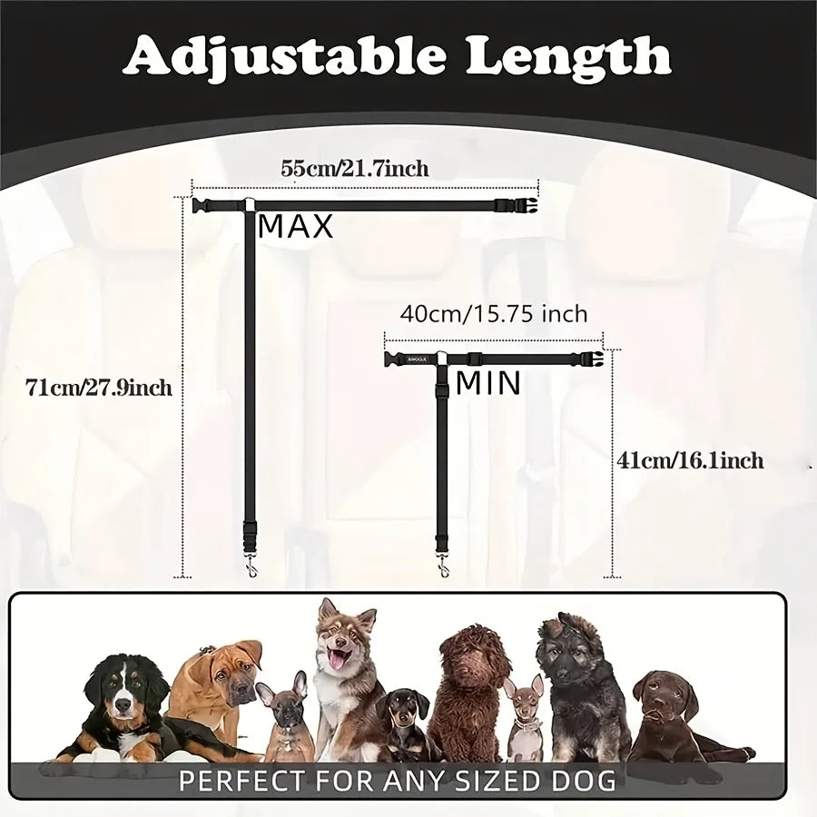 Vehicle Seat Belt Safety Tether - Secured by the head restraint - for Cats & Dogs