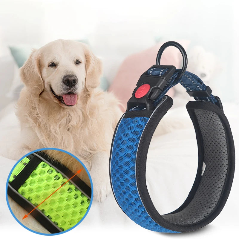 Reflective Breathable Adjustable Nylon Dog Collar