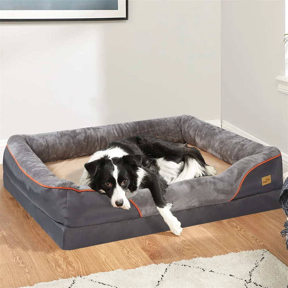 Large Jumbo Orthopaedic Memory Foam Dog Bed  - Washable Removable Cover