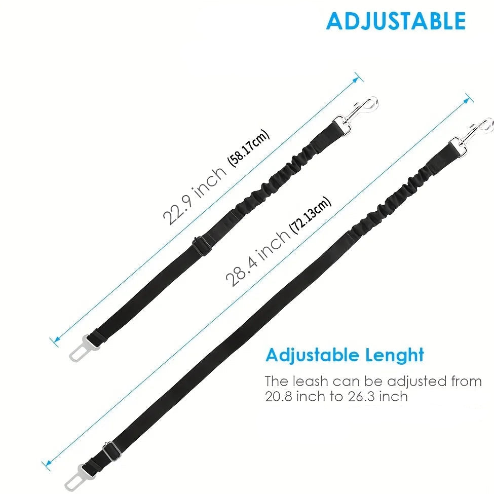 Pet Car Seat Belt - Shock absorbing Adjustable Lead with Buckle Clip