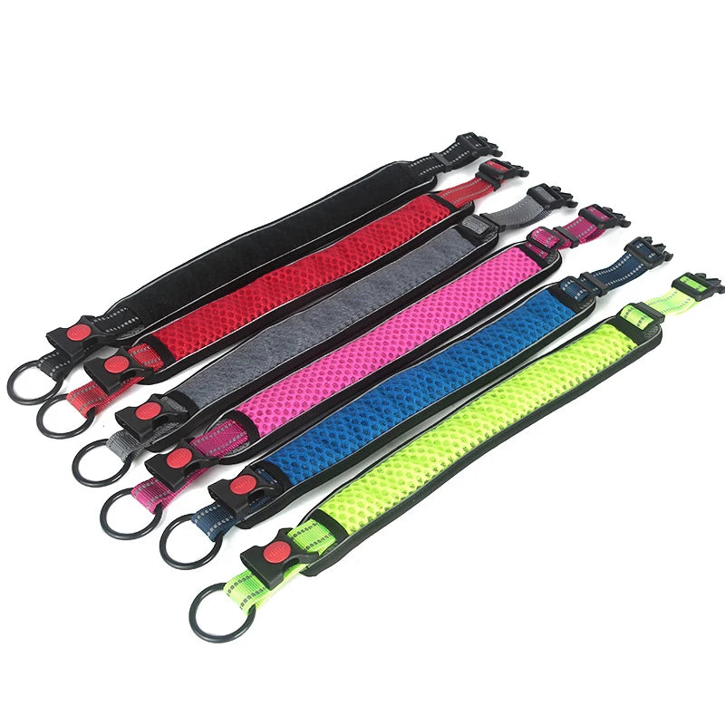 Reflective Breathable Adjustable Nylon Dog Collar