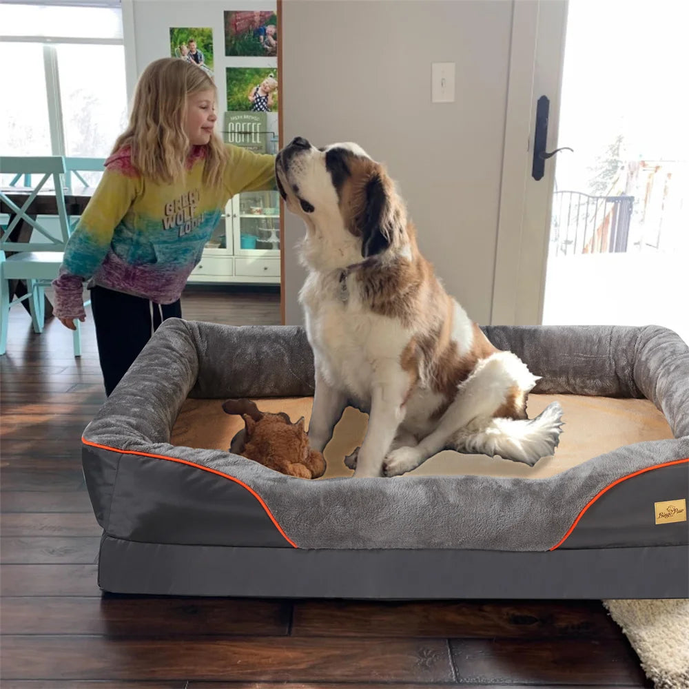 Large Jumbo Orthopaedic Memory Foam Dog Bed  - Washable Removable Cover