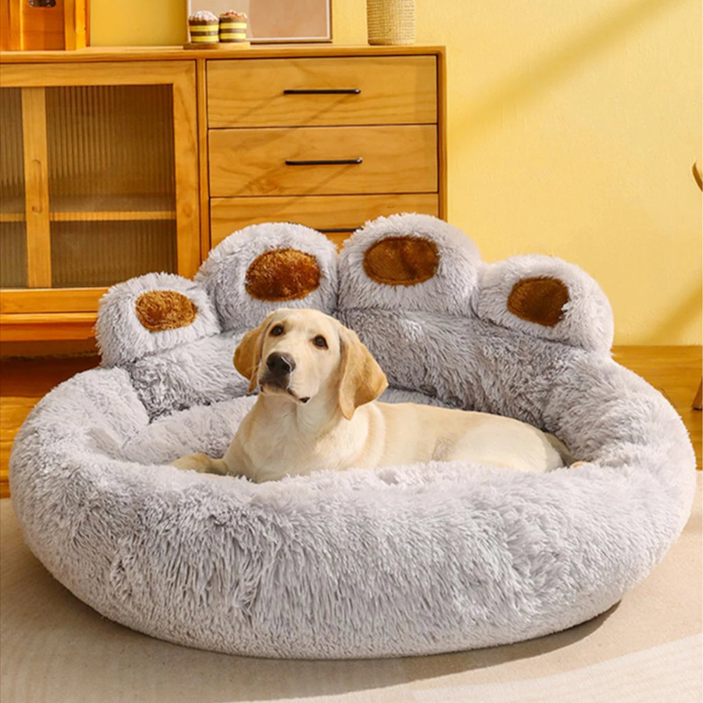 Fluffy Pet Bed - Paw Design - Dogs & Cats - 4 Sizes Available