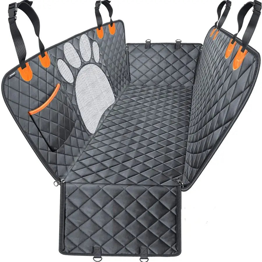 Car Back Seat Cover / Boot Liner - 100% Waterproof - Mesh Window and Side Zips for Door Protection