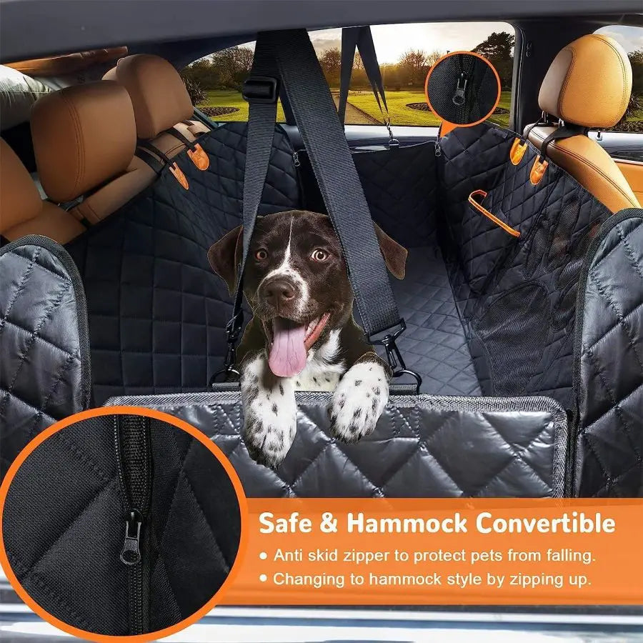 Car Back Seat Cover / Boot Liner - 100% Waterproof - Mesh Window and Side Zips for Door Protection