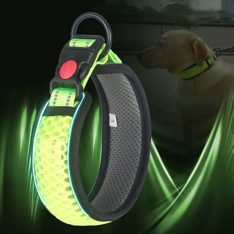 Reflective Breathable Adjustable Nylon Dog Collar
