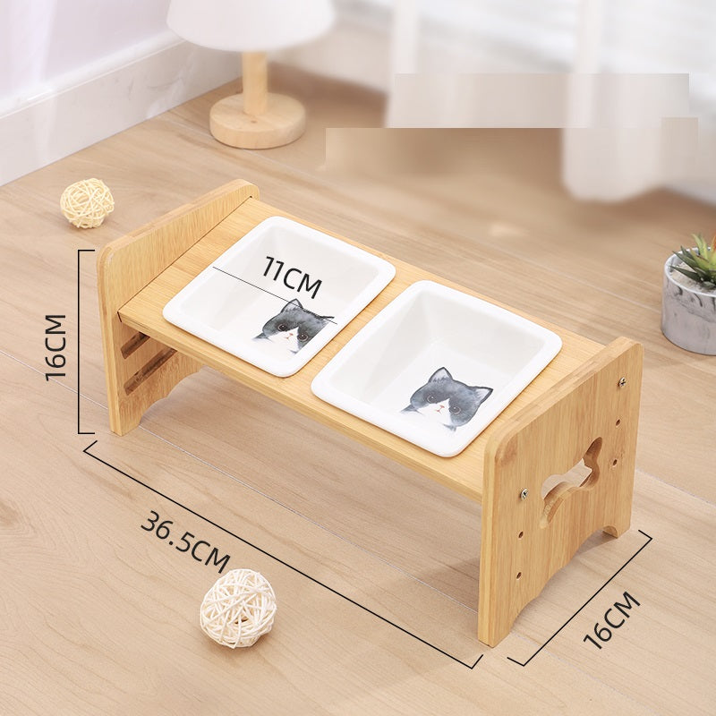 Adjustable Quality Cat and Dog Bowl Holder With Bowls - Helps with digestion and posture when eating and drinking