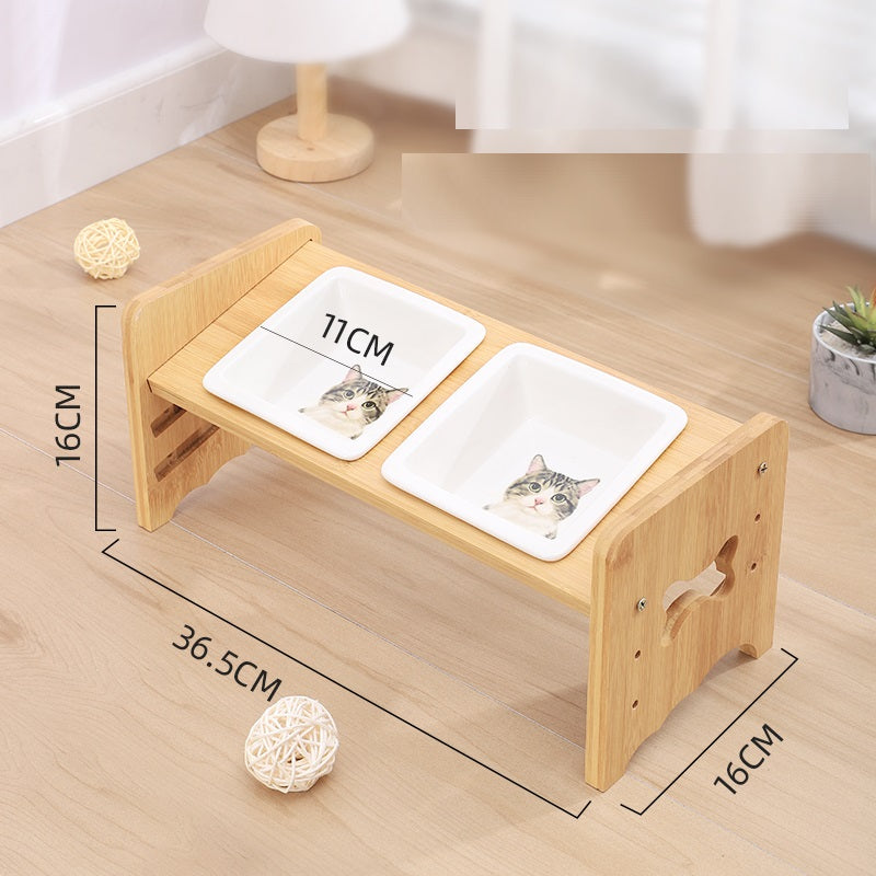 Adjustable Quality Cat and Dog Bowl Holder With Bowls - Helps with digestion and posture when eating and drinking