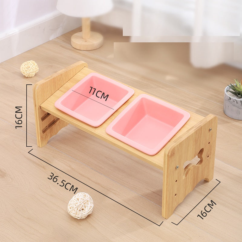 Adjustable Quality Cat and Dog Bowl Holder With Bowls - Helps with digestion and posture when eating and drinking