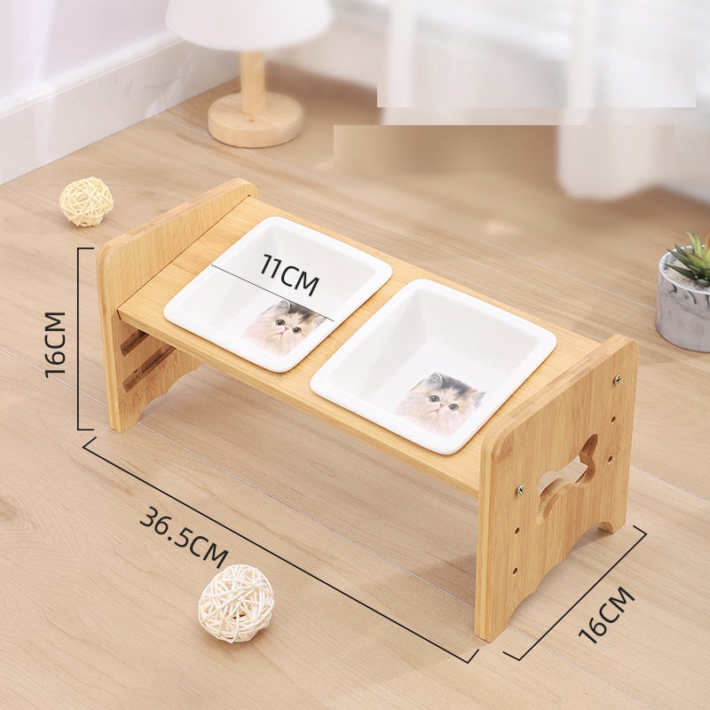Adjustable Quality Cat and Dog Bowl Holder With Bowls - Helps with digestion and posture when eating and drinking