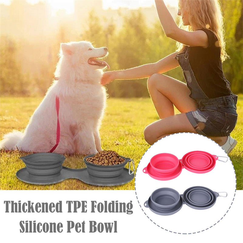 Rubber Foldable Double Bowl Pet Bowls