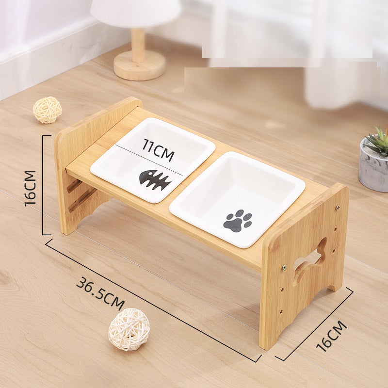 Adjustable Quality Cat and Dog Bowl Holder With Bowls - Helps with digestion and posture when eating and drinking