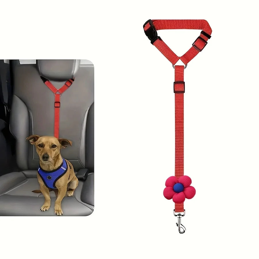 Vehicle Seat Belt Safety Tether - Secured by the head restraint - for Cats & Dogs