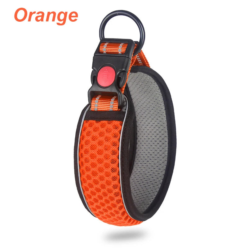 Reflective Breathable Adjustable Nylon Dog Collar