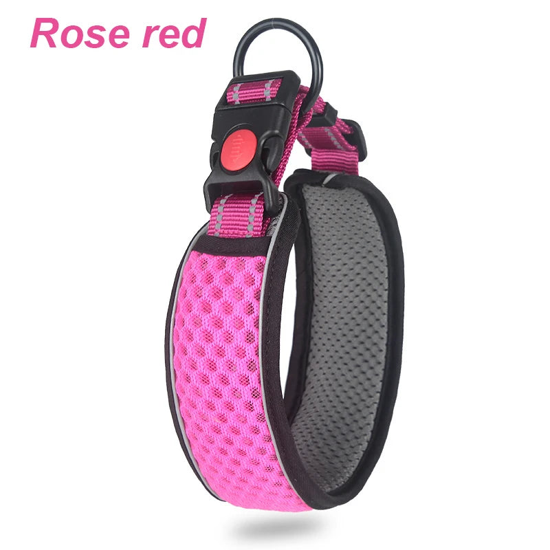 Reflective Breathable Adjustable Nylon Dog Collar