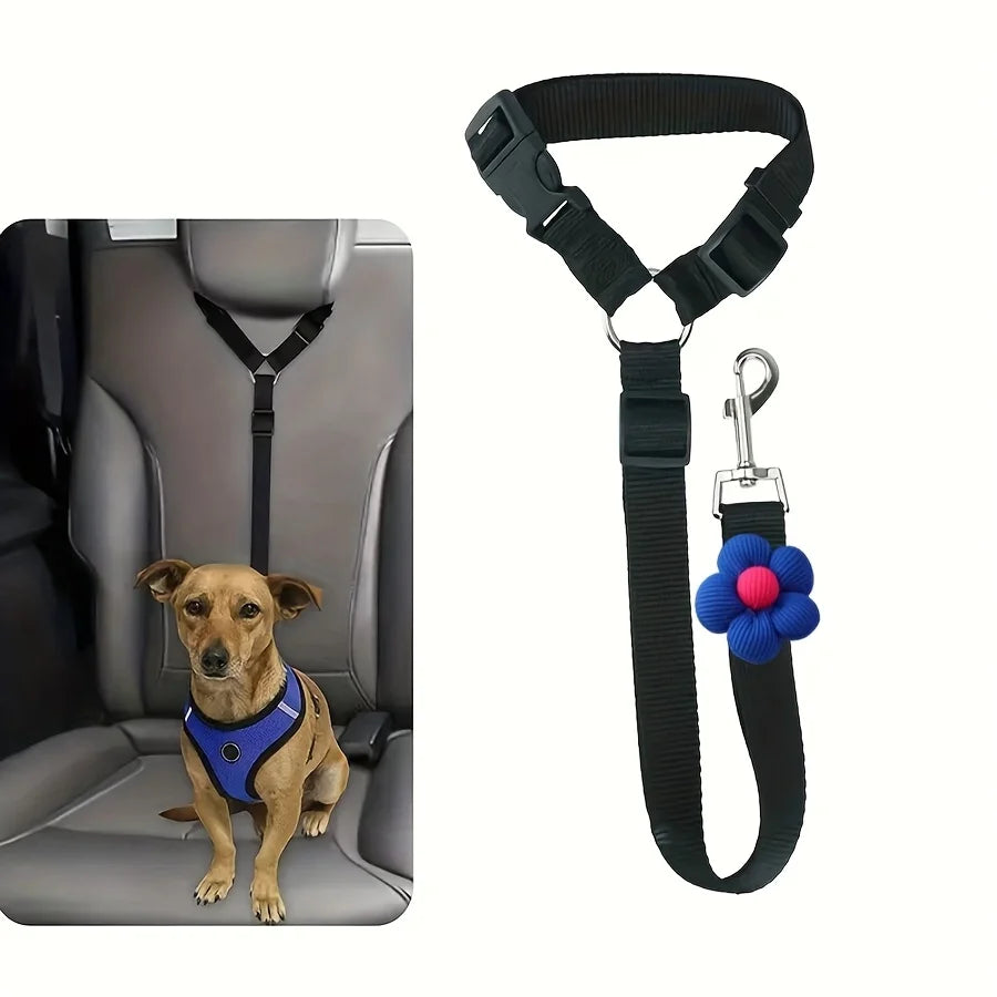 Vehicle Seat Belt Safety Tether - Secured by the head restraint - for Cats & Dogs