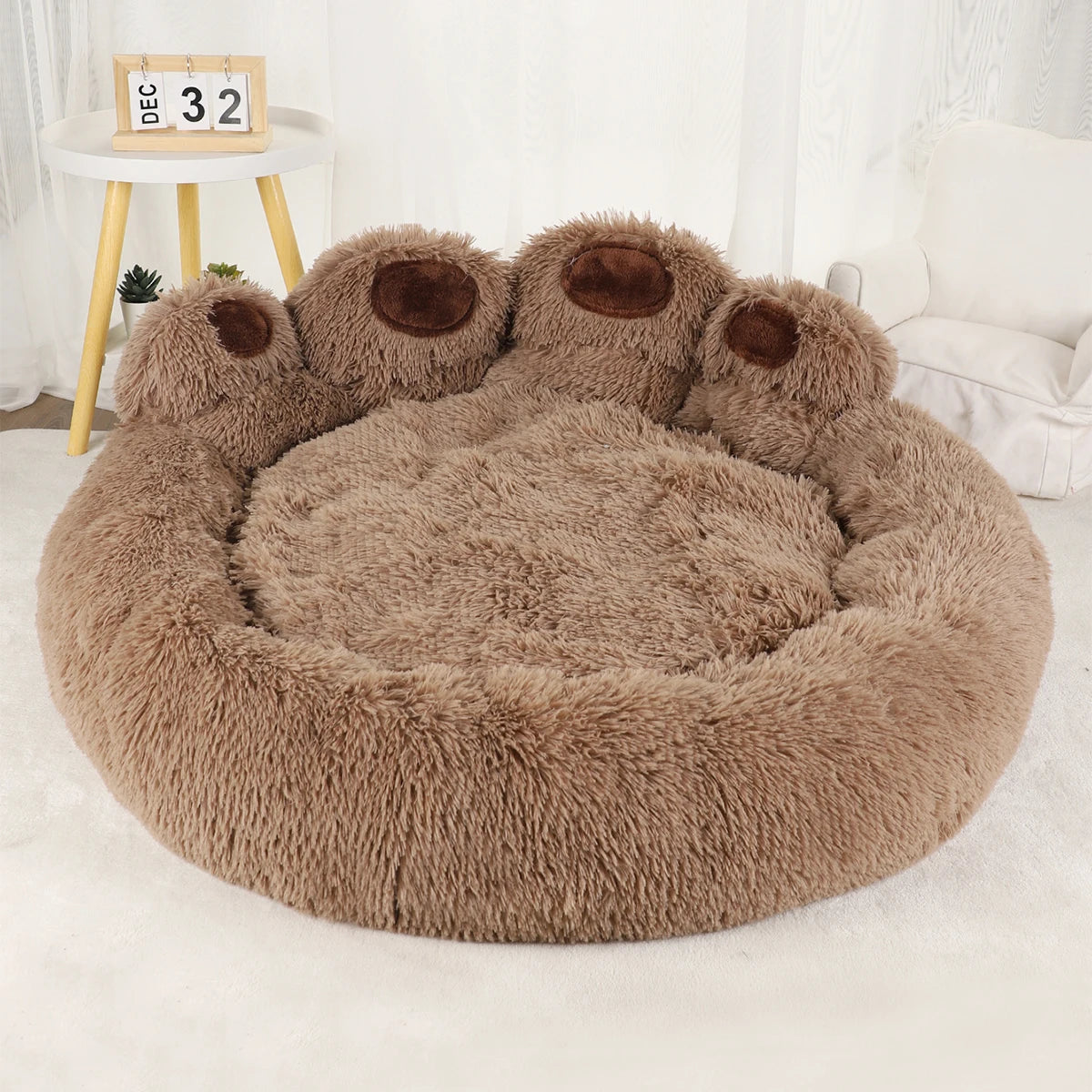 Fluffy Pet Bed - Paw Design - Dogs & Cats - 4 Sizes Available