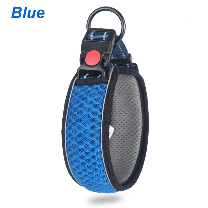 Reflective Breathable Adjustable Nylon Dog Collar