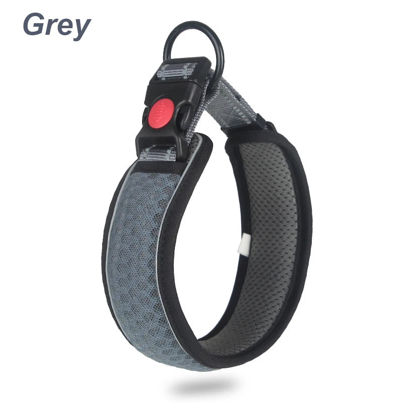 Reflective Breathable Adjustable Nylon Dog Collar