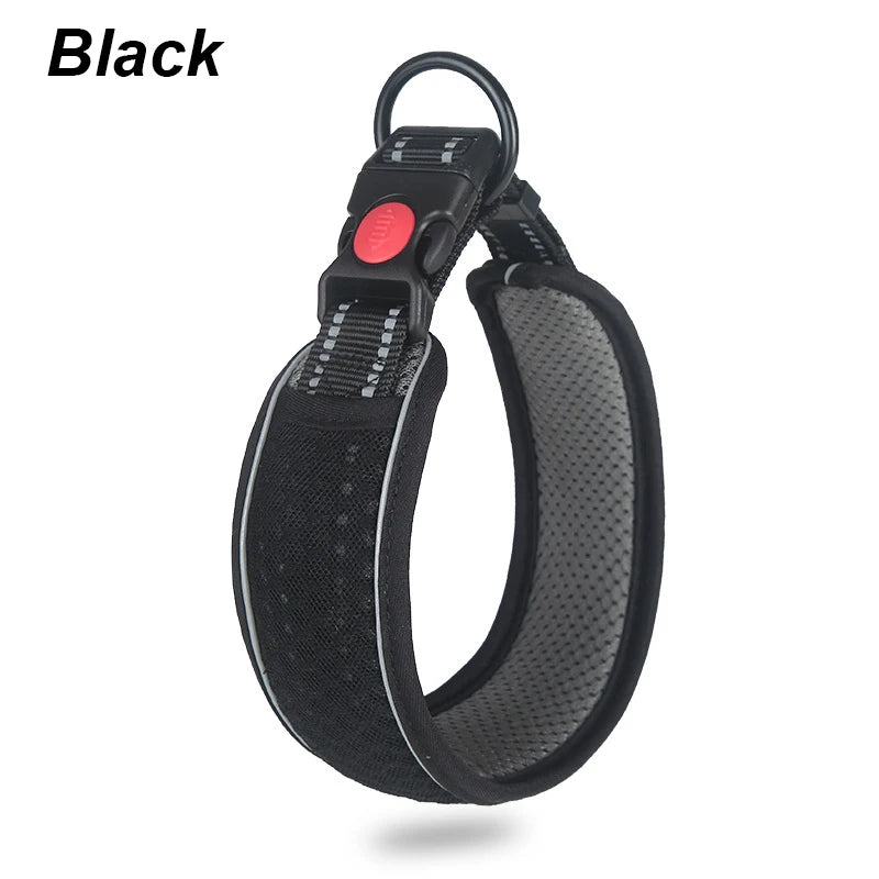 Reflective Breathable Adjustable Nylon Dog Collar