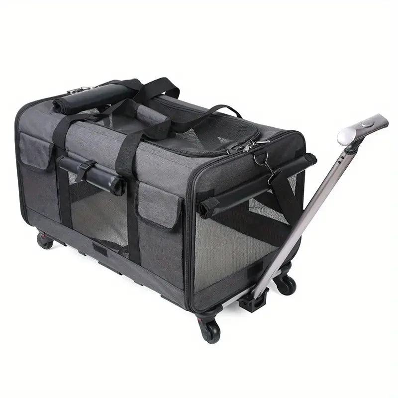 Large Pet Trolley / Carrier - Large Portable Foldable Pet Bag with Removable Wheels