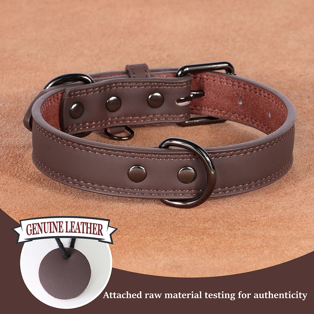 Soft Durable Real Leather Dog Collar - Genuine Leather Pet Collar