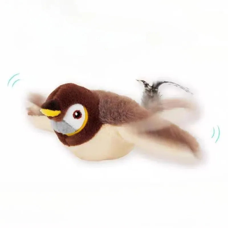Chirping and Flapping Bird Cat Toy - Touch Sensitive Activation - Rechargeable