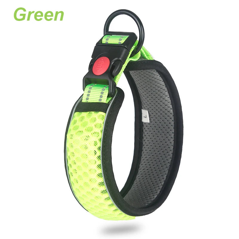 Reflective Breathable Adjustable Nylon Dog Collar
